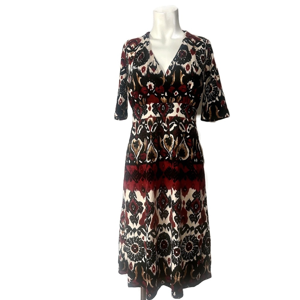 Melissa Masse Dress Women Multicolor A-Line V-Neck Short Sleeve
